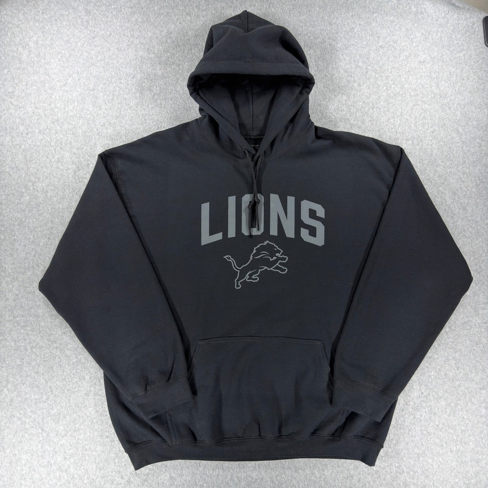 NFL Team Apparel Detroit Lions Hoodie Black Mens XL Graphic Sweatshirt